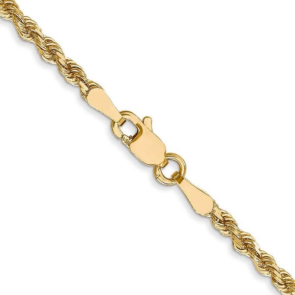 2.5mm 14k Yellow Gold Solid Diamond Cut Rope Chain Necklace, 24 Inch - Picture 4 of 7